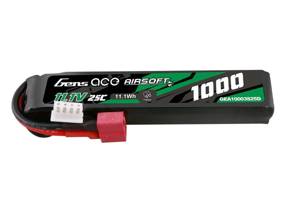 Gens Ace Airsoft 3S 1000Mah 25C With Deans (Fit Most Aeg)