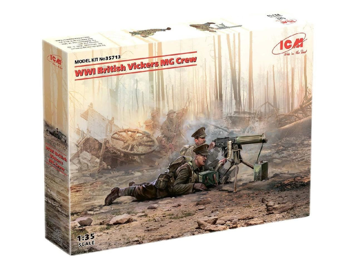 Icm Wwi British Vickers Mg Crew (Vickers Mg & 2 Figures)