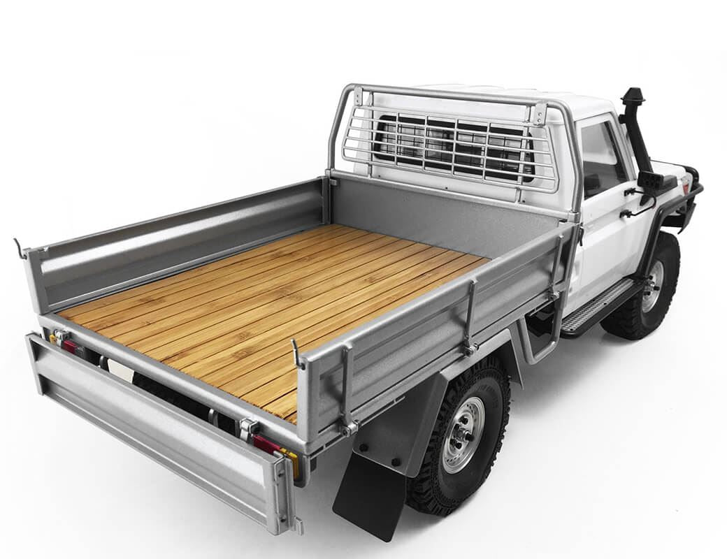 RC4WD KOBER REAR BED W/TIRE HOLDER & MUD FLAPS FOR RC4WD TF2 LWB TOYOTA LC70 (SILVER)