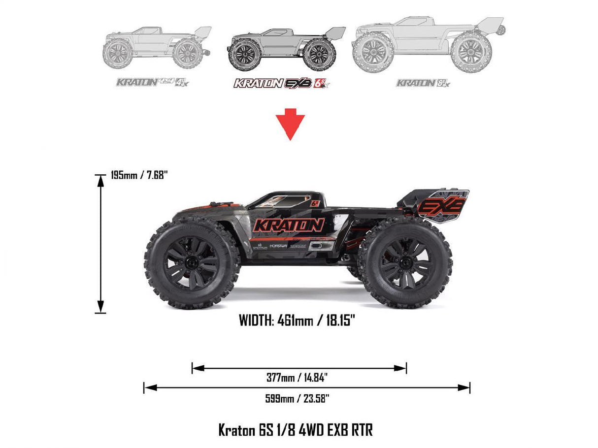 Arrma 1/8 KRATON 6S BLX 4X4 EXtreme Bash Speed Monster Truck RTR,