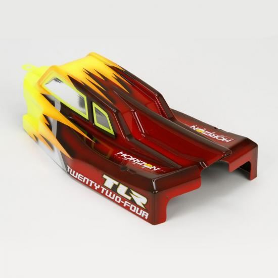 TLR Cab FWD Body & Wing Set, Clear,w/stickers: 22-4
