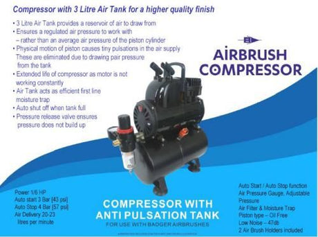 Badger Airbrush Compressor with Anti Pulsation Tank