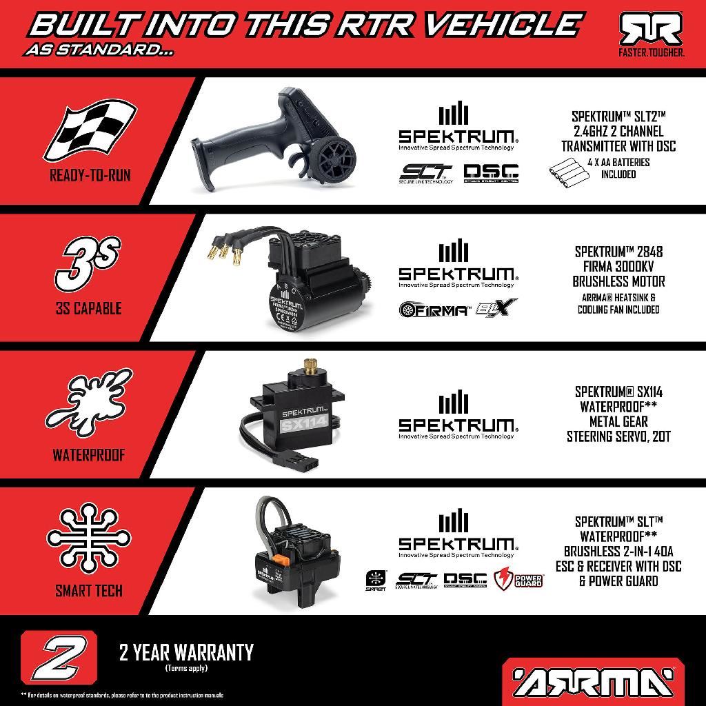 Arrma 1/16 Mini Kraton 3S Dsc 4X4 Rtr Speed Truck , Black/Red