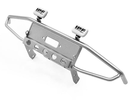 RC4WD GUARDIAN STEEL FRONT WINCH BUMPER W/IPF LIGHTS FOR AXIAL 1/10 SCX10 II UMG10 (SILVER)