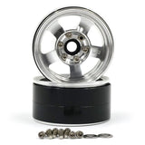 Yeah Racing 1.9 Aluminum CNC 5 Spoke Beadlock Wheel 2pcs Silver