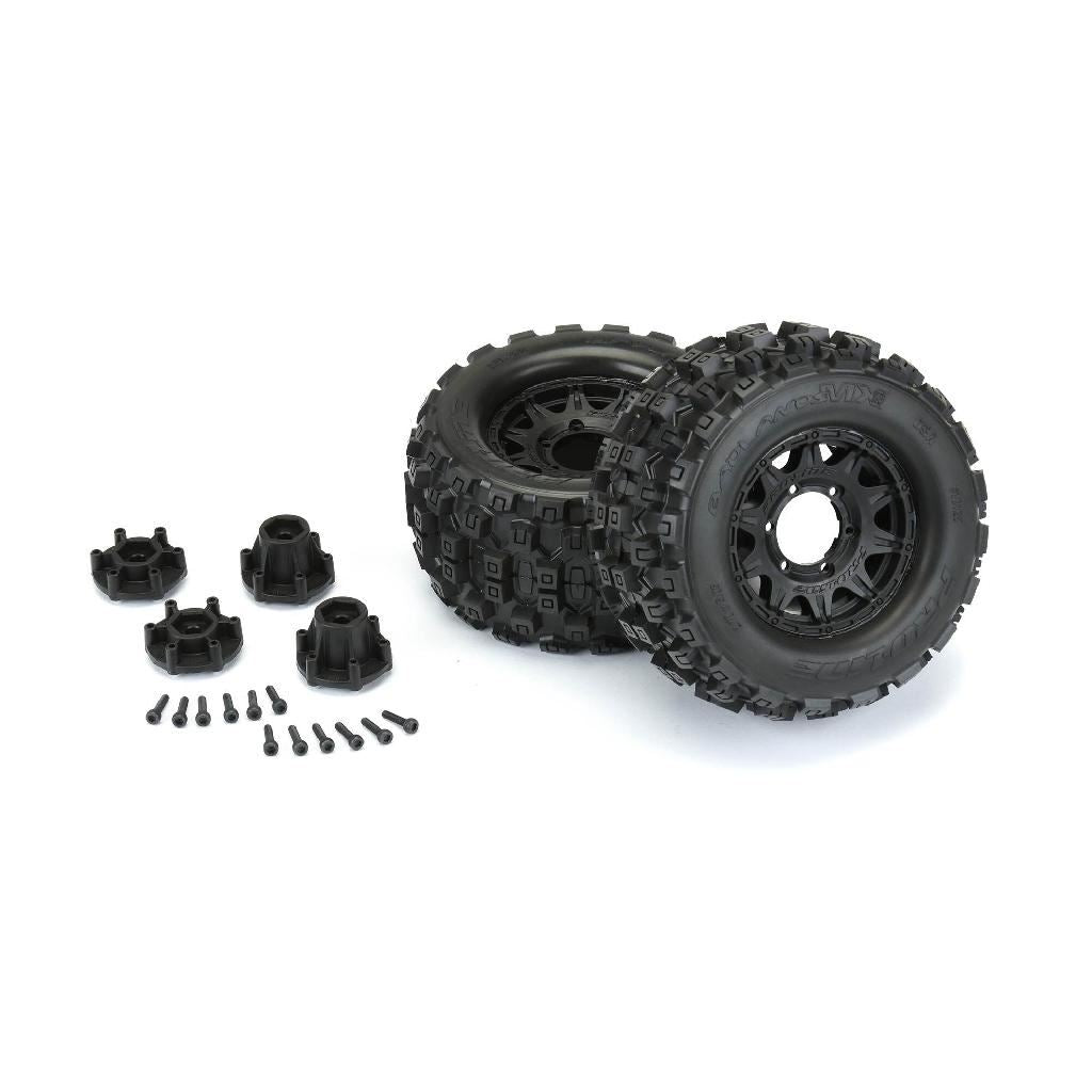 Proline 1/10 Badlands Mx28 Fr/Rr 2.8In Mt Tires Mounted 12mm Blk Raid