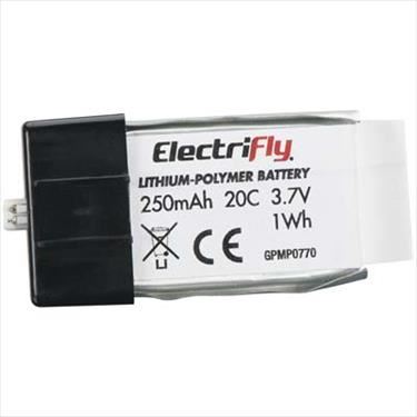 GPLANES LiPo 1S 3.7V 250mAh 20C Electrifly Plug In Cell