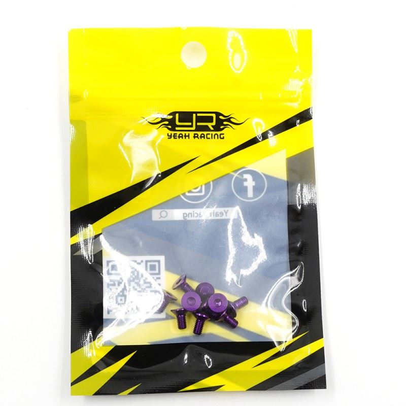 Yeah Racing Aluminum 7075 3X6Mm Hex Socket Flat Head Screws 10Pcs Purple