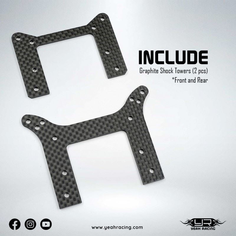 Yeah Racing Graphite Front & Rear Shock Tower For Yokomo 870C Super Dog Fighter Yz10 2023