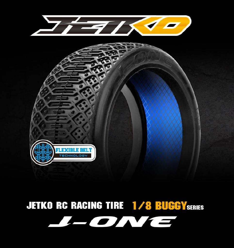 Jetko J One Composite Ultra Soft Belted 1:8 Buggy Tyres White Wheels