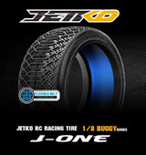 Jetko J One Composite Ultra Soft Belted 1:8 Buggy Tyres White Wheels