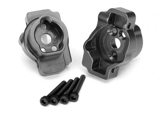 Traxxas Portal drive axle mount rear 6061-T6 aluminum (charcoal gray-anodized) (left and right)/ 2.5x16 CS (4)