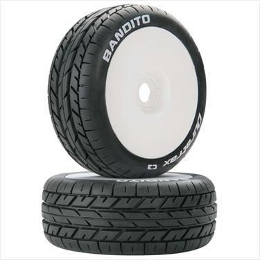 DURATRAX Bandito 1/8 Buggy Tire C3 Mounted White (2)