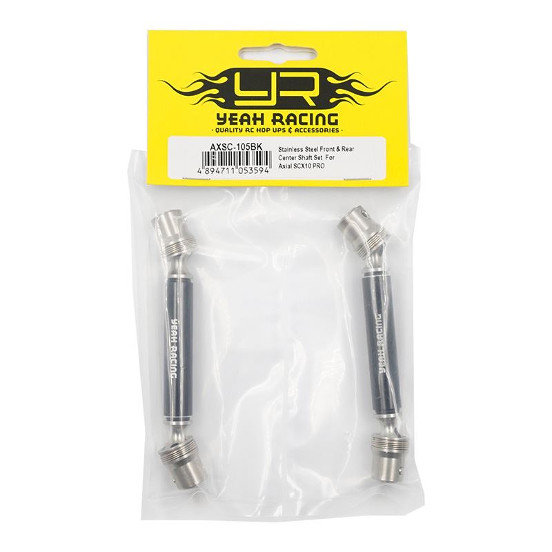 Yeah Racing Stainless Steel Front & Rear Center Shaft Set Black For Axial SCX10 PRO
