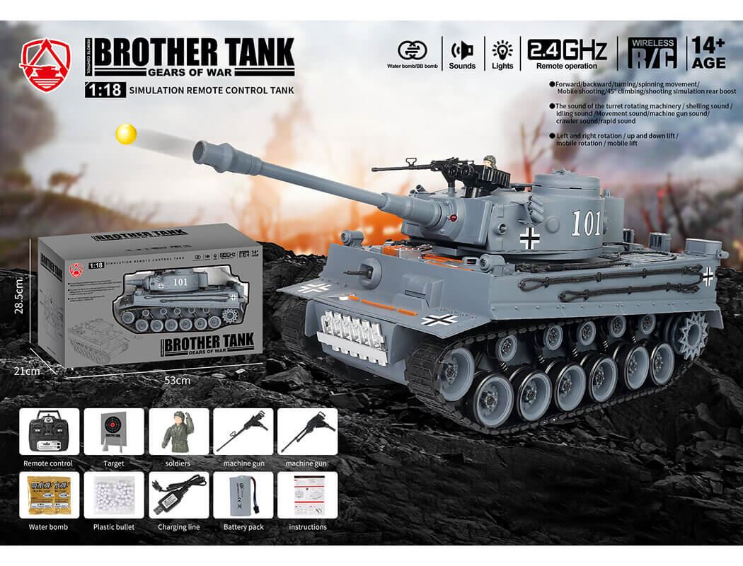 Brother Tank Rc Tank 1 18 German Tiger 1 Grey