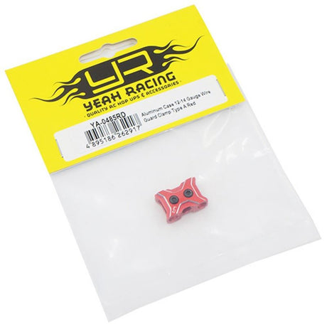 Yeah Racing Aluminum Case 12-14 Gauge Wire Guard Clamp Type A Red