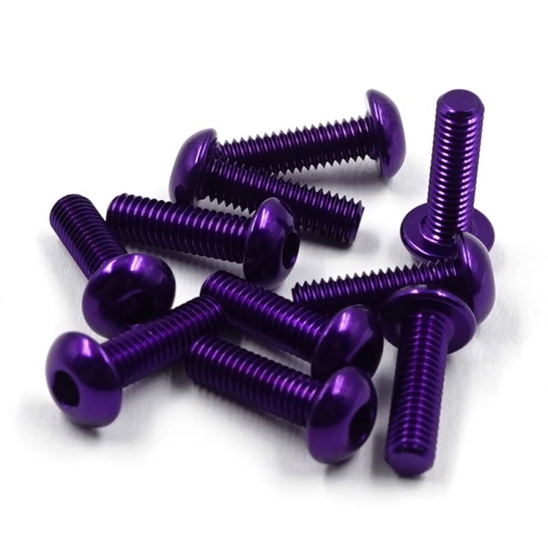Yeah Racing Aluminum 7075 3X10Mm Hex Socket Button Head Screws 10Pcs Purple