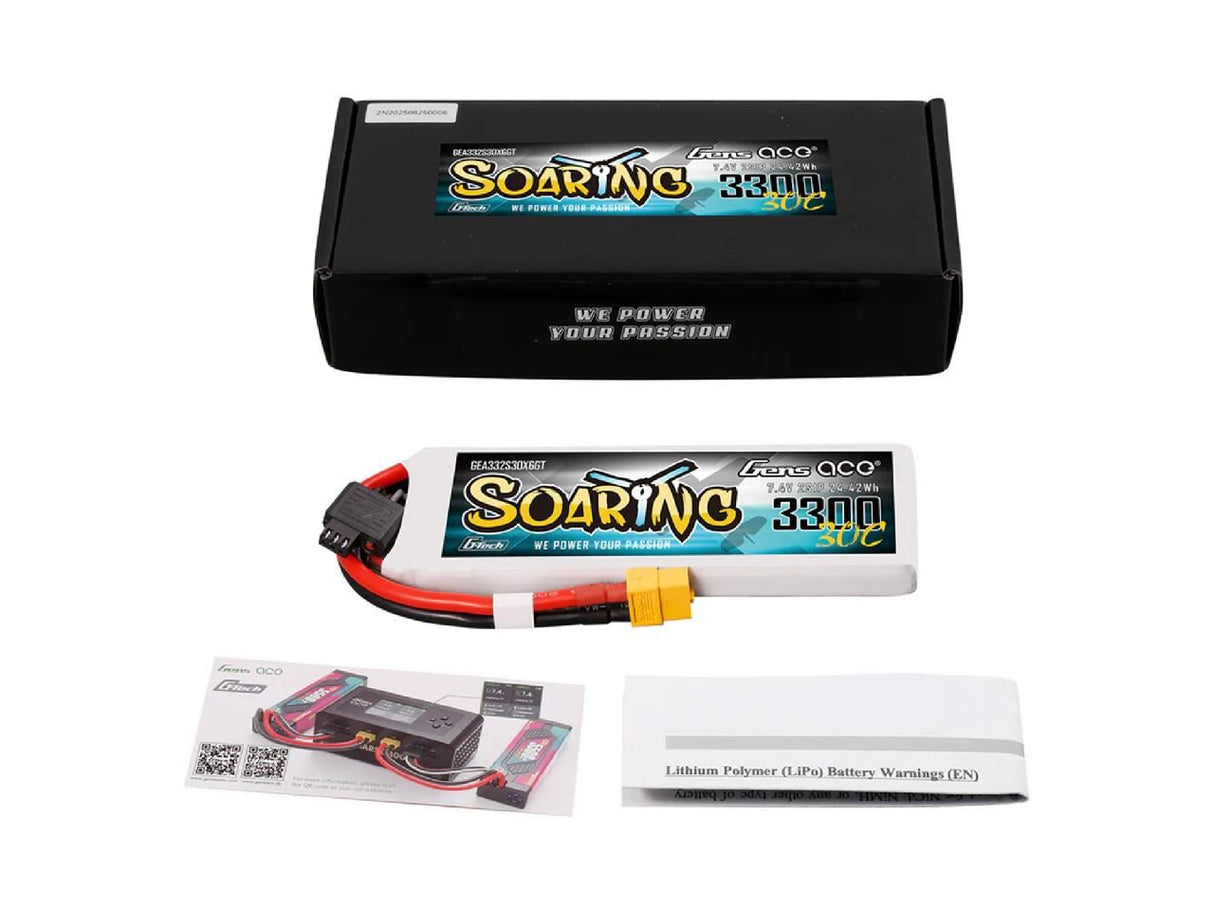 Gens Ace Li-Po G-Tech 2S 7.4V 3300Mah 30C Soaring With Xt60