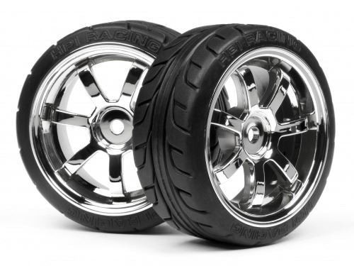 HPI Mounted T-Grip Tire 26mm Rays 57S-Pro Wheel Chrome