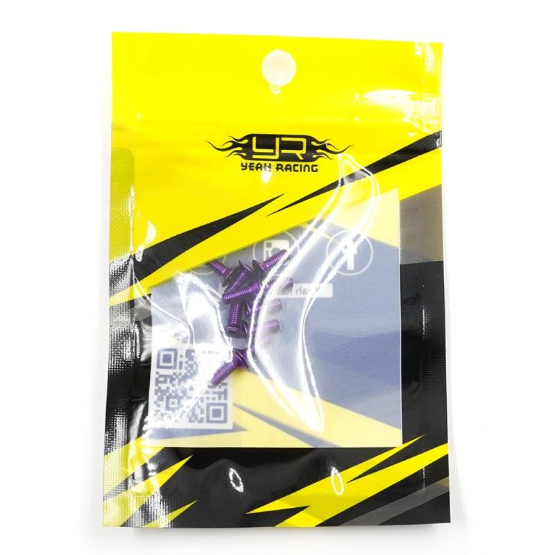 Yeah Racing Aluminum 7075 3X8Mm Hex Socket Flat Head Screws 10Pcs Purple