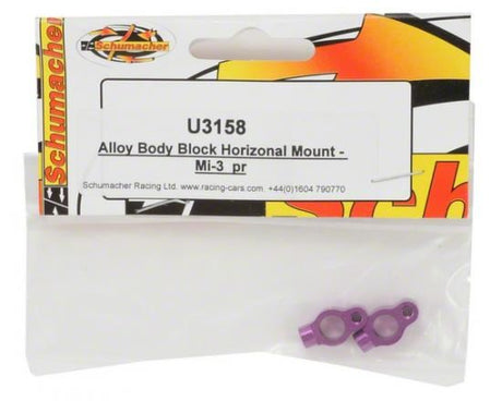 Schumacher Alloy Body Post Block; Horizontal Mount - Mi-3 (pr)