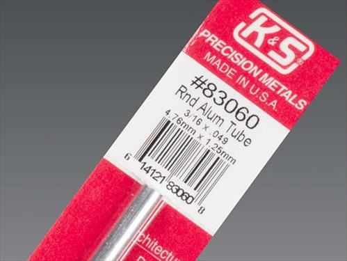 KS 12" Round 6061-T6 Aluminium Tube 3/16" (Pk1) .049 Wall