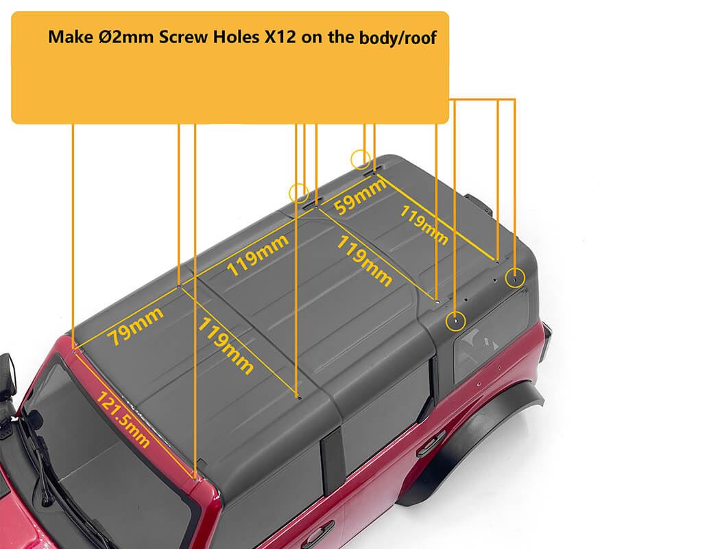 RC4WD ROOF RAILS & METAL ROOF RACK FOR TRAXXAS TRX-4 2021 BRONCO (STYLE B)