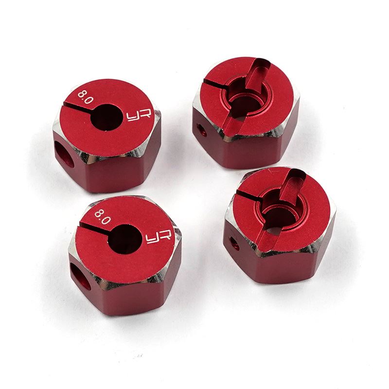 Yeah Racing Aluminun Hex Adaptor Set 12X8mm Red For 1/10 RC Touring Drift Crawler