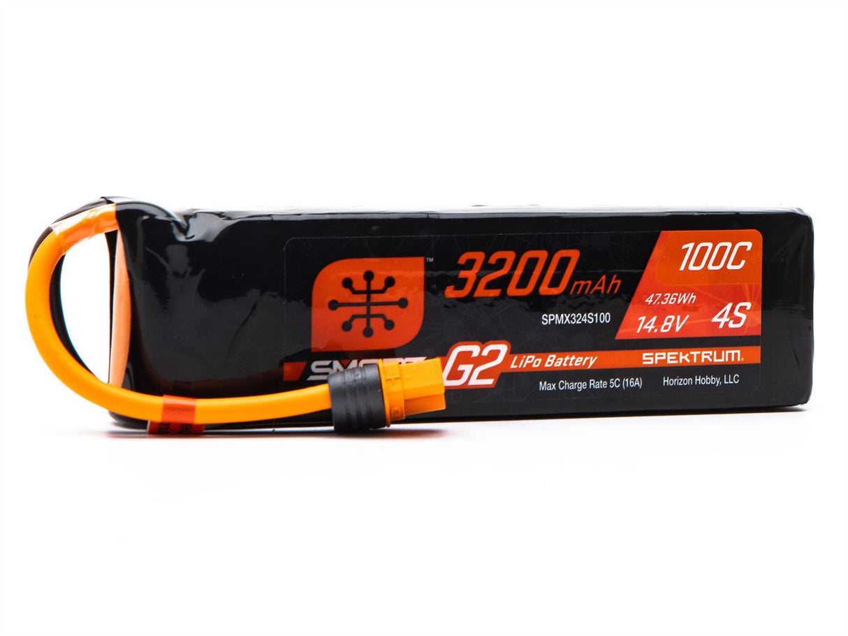 Spektrum 14.8V 3200mAh 4S 100C Smart G2 LiPo Battery: IC3