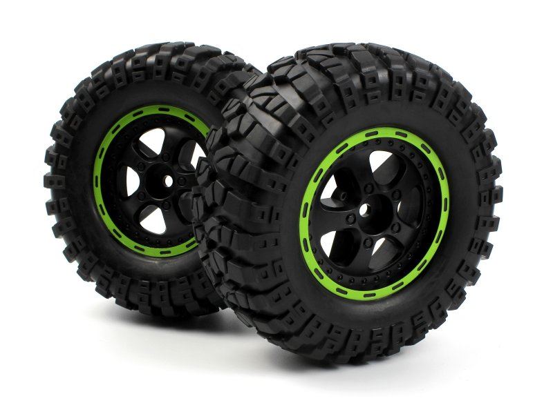 Smyter Desert Wheels/Tires Assy (Blk/Green/2Pcs)