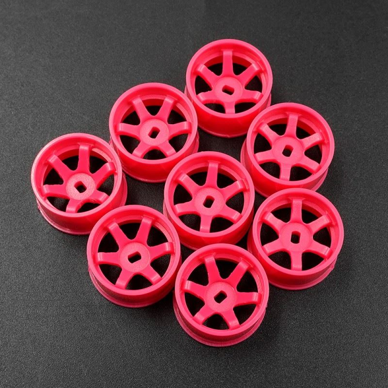 Yeah Racing Plastic Wide Rim Set 11mm (Offset 0 +1 +2 +3) Florescent Pink For 1/28 AWD Mini-Z