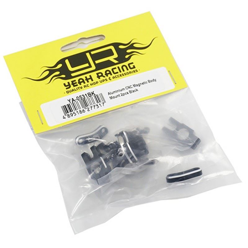 Yeah Racing Aluminium CNC Magnetic Invisible Body Mounting System 2pcs Black