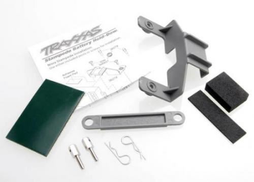 TRAXXAS Battery and receiver hold-downs (grey) w/fittings