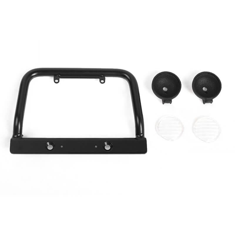 RC4WD STEEL PUSH BAR FRONT BUMPER W/ CLEAR FLOOD LIGHTS FOR RC4WD GELANDE II 2015 LAND ROVER DEFENDE