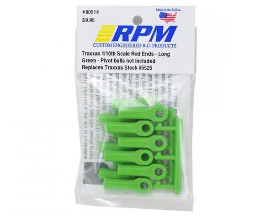 RPM TRAXXAS LONG ROD ENDS - GREEN(12) replaces TRX #5525