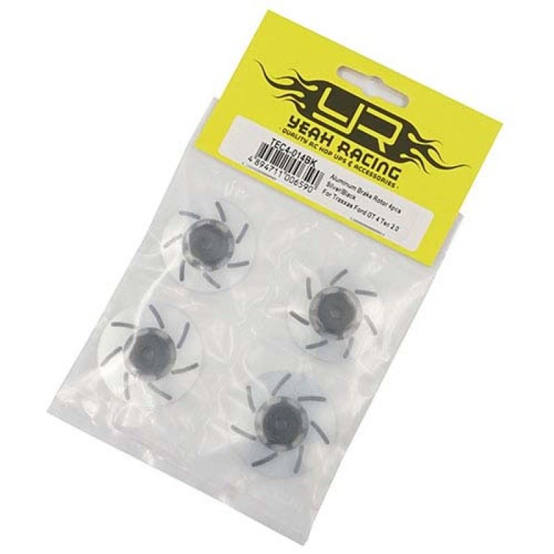 Yeah Racing Aluminum Brake Rotor 4pcs Silver/Black For Traxxas Ford GT 4 Tec 2.0