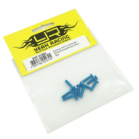 Yeah Racing Aluminum 7075 3x12mm Hex Socket Flat Head Screws 10pcs Blue
