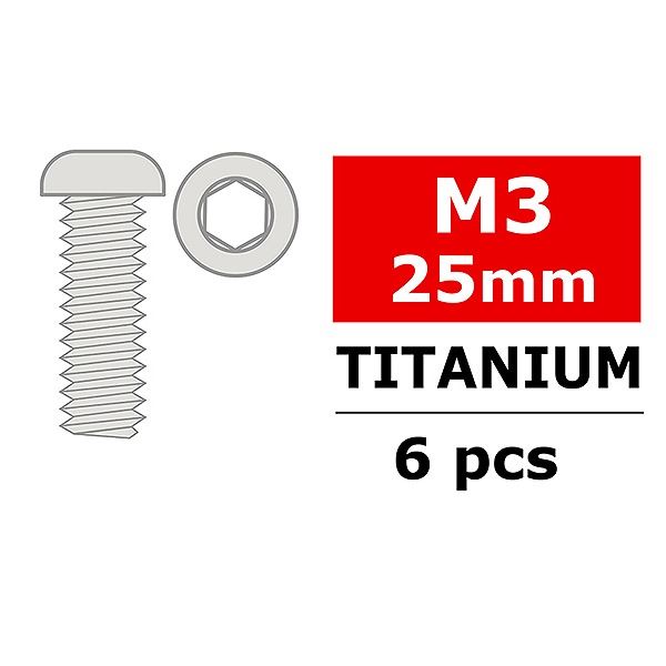 Corally Titanium Screws M3 X 25mm Hex Button Head 6 Pcs