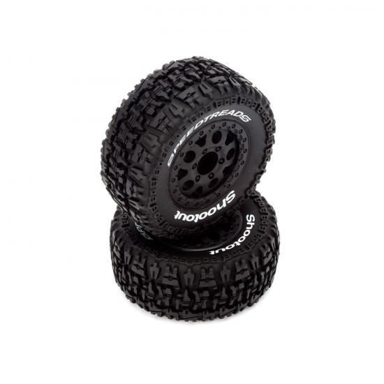 ECX FR/R Tire, Prmnt, Blk Whl (2):1:10 2wd/4wd Torment
