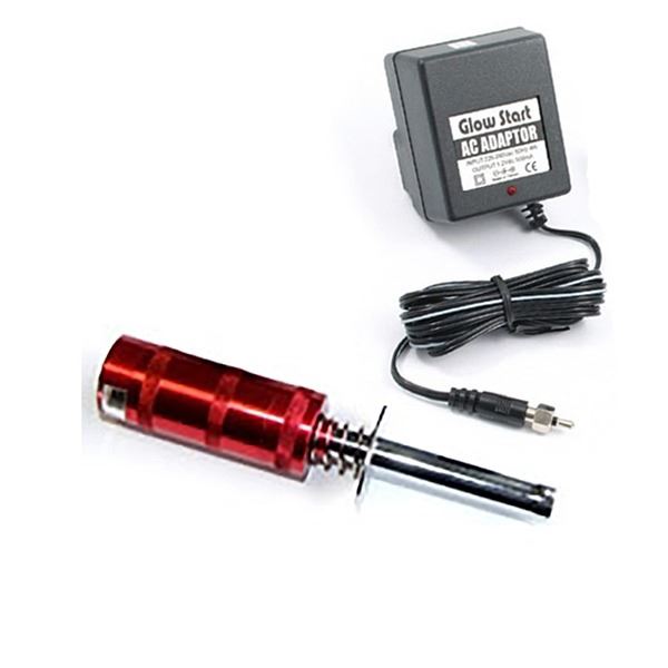 FASTRAX ALUMINIUM METERED GLOW STARTER W/1800mah Ni-CD & EU 2PIN CHARGER