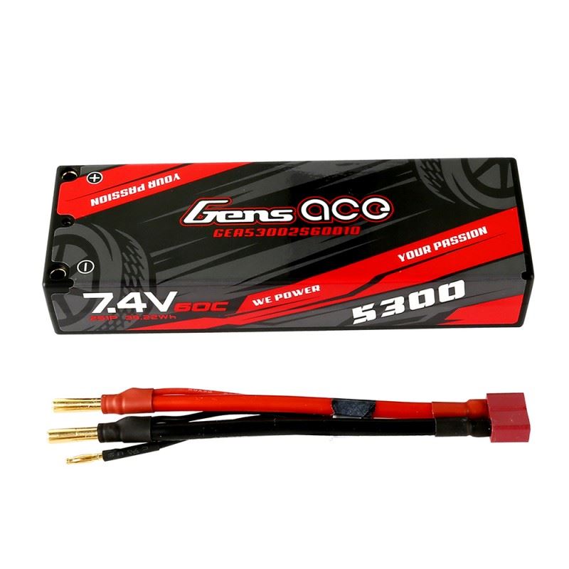 Gens Ace 5300mAh 2S 7.4V 60C Hardcase Lipo Battery