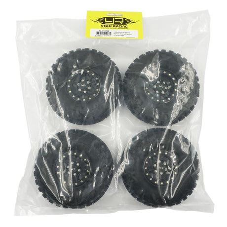 Yeah Racing 1.9 Aluminum CNC 5 Spoke Beadlock Wheels Black For 1/10 Crawler
