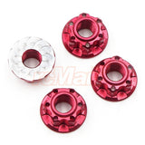 Yeah Racing 4mm Aluminium Wheel Flange Lock Nut 4pcs For RC Car Red