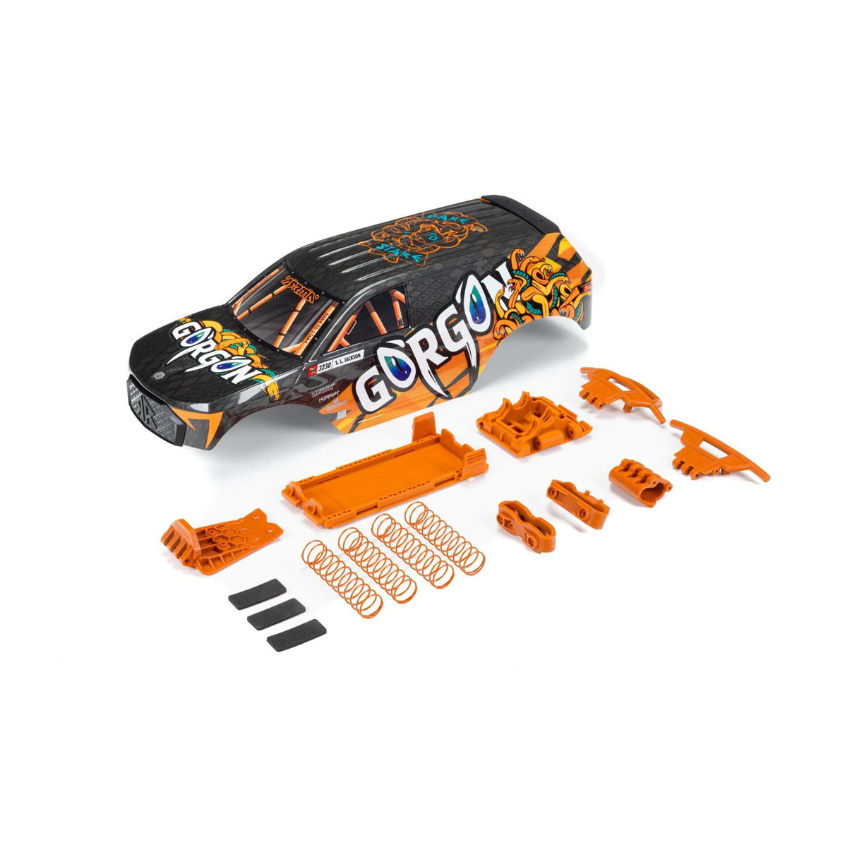 Arrma GORGON Painted Decaled Trimmed Body Set, Orange