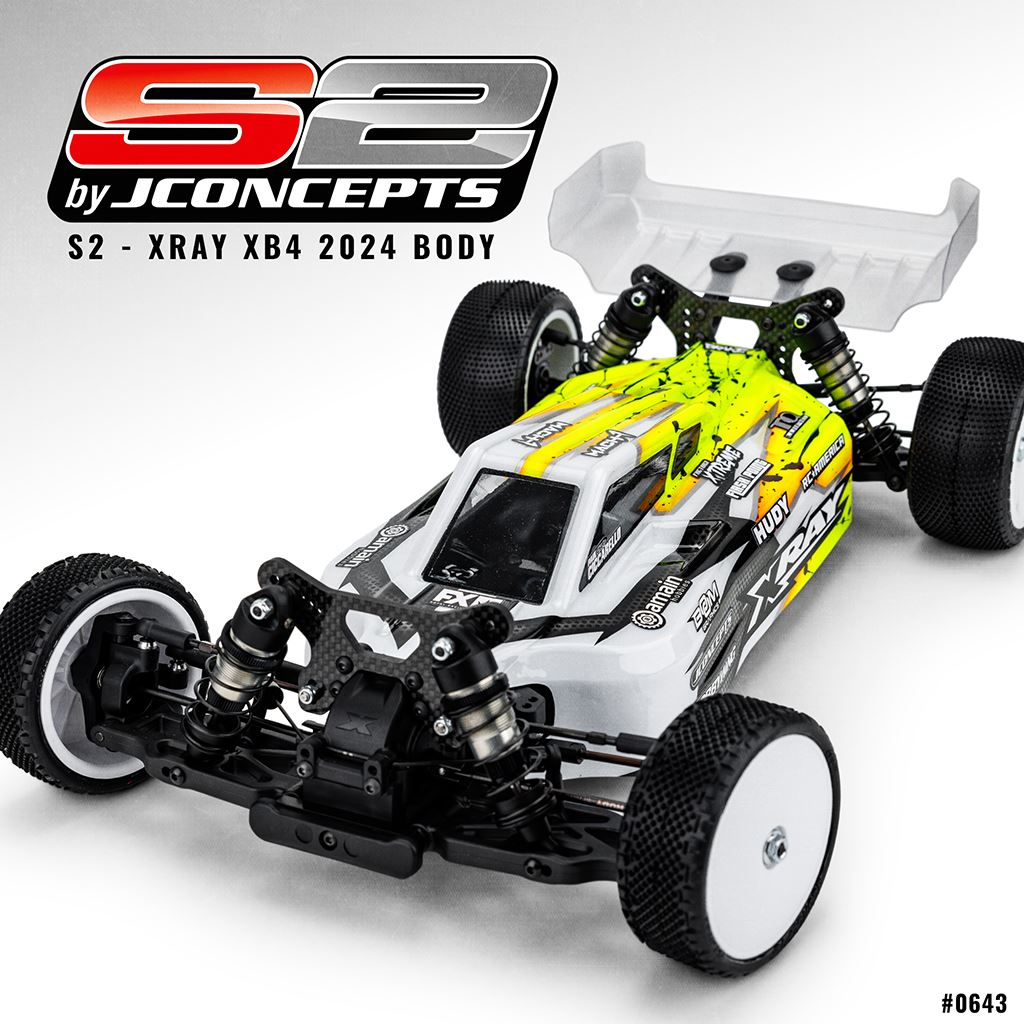 S2 - Xray Xb4 2024 Body W/Carpet/Turf/Dirt Wing Lw