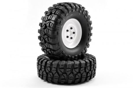 FTX OUTBACK PRE-MOUNTED STEEL LOOK LUG/TYRE (2) - WHITE