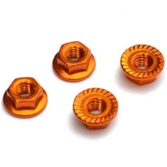 FASTRAX M4 GOLD SERRATED ALUMINIUM LOCKNUTS 4pcs