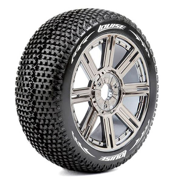 LOUISE RC B-TURBO 1/8 FR/RR SOFT HEX 17MM SPOKE/BLACK CHR