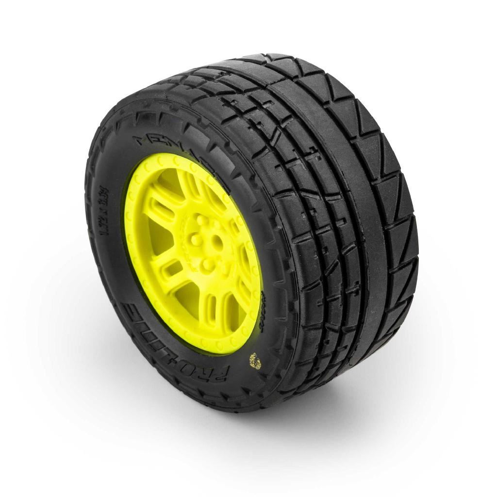 Pro-Line 1/16 Menace Front/Rear Street Tires Mounted 12Mm Yellow Spli