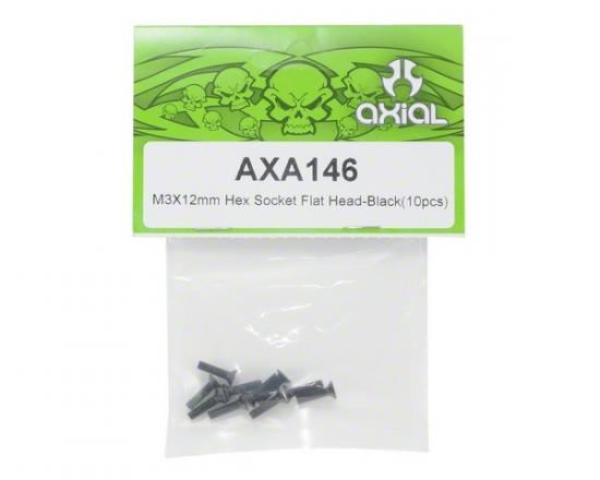 AXIAL Hex Socket Flat Head M3x12mm Black (10)